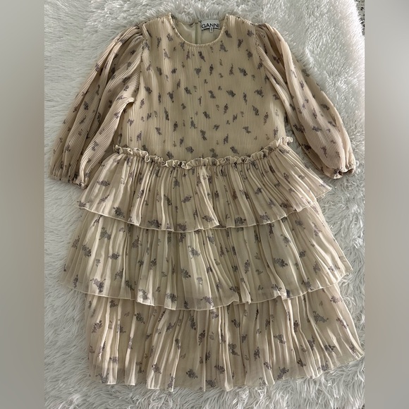 Ganni Dresses & Skirts - GANNI‎ georgette Tiered Pleated mini dress Sz 34